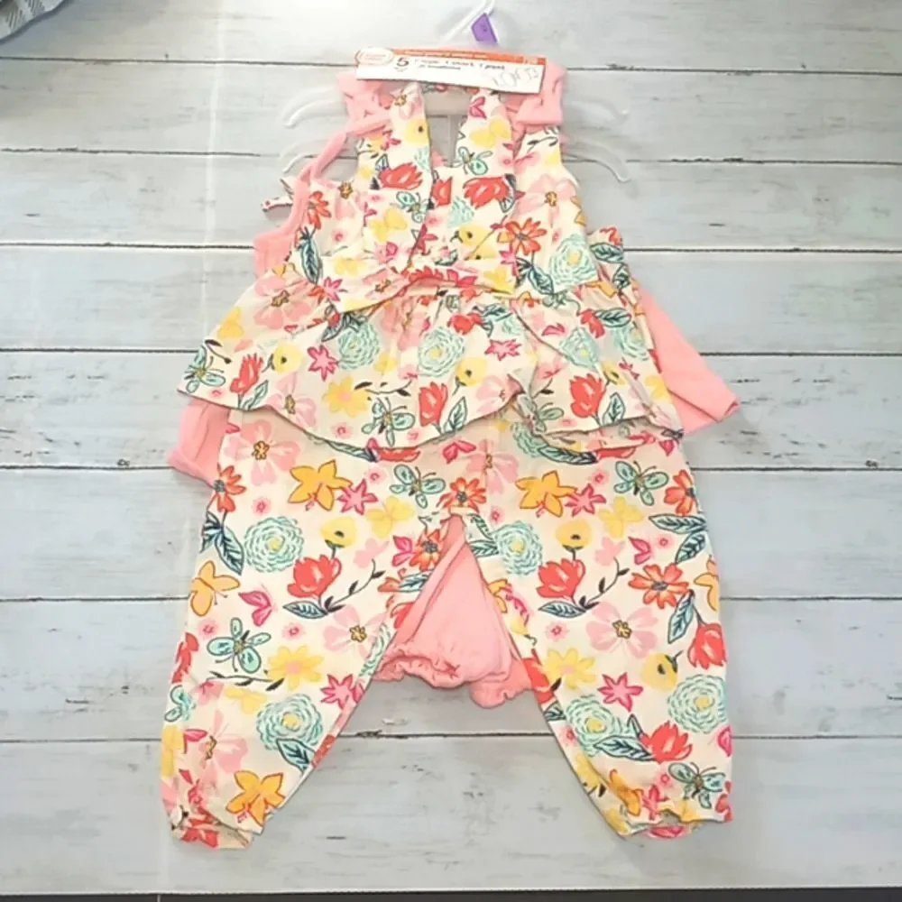 Baby Girls' Tank Top, Tunic Top, Shorts, Pants and Headband Outfit Set, …